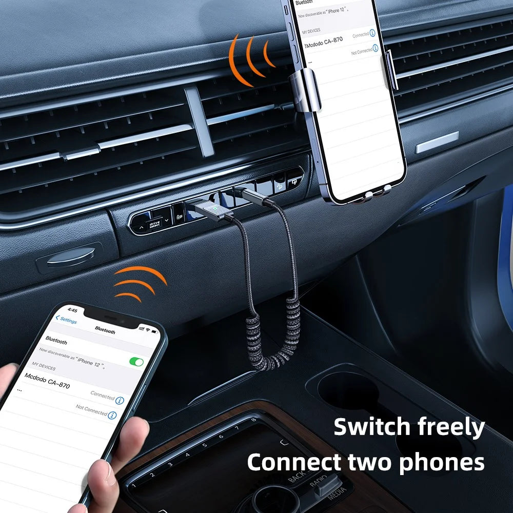 MCDODO CA-8700 MDD 1.2m Aux Bluetooth-compatible Adapter Dongle Cable for Car 3.5mm Jack Aux Receiver Speaker Audio Music Transmitter - 6
