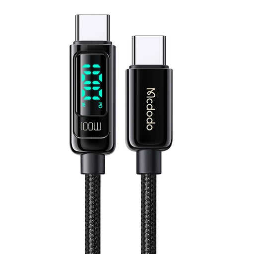 MCDODO CA-882 for iPhone 15 Series MDD Type-C to Type-C Data Cable 1.2m 100W Fast Charging Cord Wire with Digital Display - Black - 1