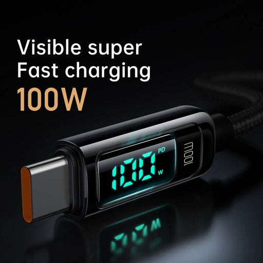 MCDODO CA-882 for iPhone 15 Series MDD Type-C to Type-C Data Cable 1.2m 100W Fast Charging Cord Wire with Digital Display - Black - 2