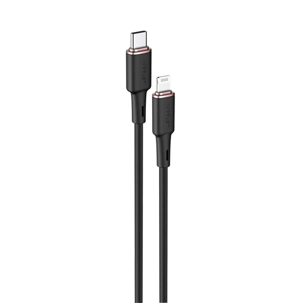 ACEFAST C2-01 MFI for iPhone 15 Series USB-C to Lightning Zinc Alloy Silicone Charging Data Cable - Black - 1