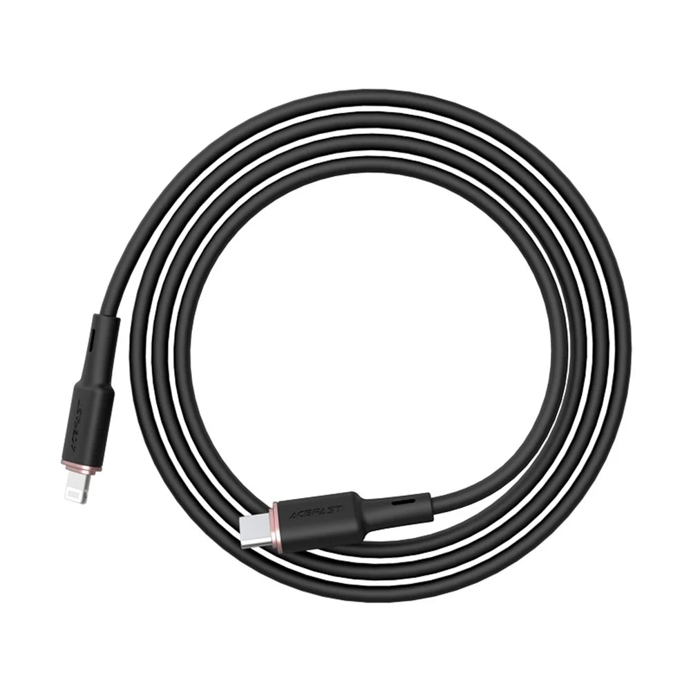 ACEFAST C2-01 MFI for iPhone 15 Series USB-C to Lightning Zinc Alloy Silicone Charging Data Cable - Black - 3