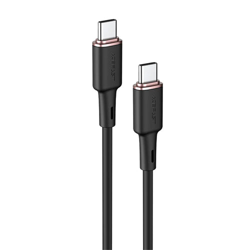 ACEFAST C2-03 for iPhone 15 Series USB-C to USB-C Zinc Alloy Plug Silicone Charging Data Cable 1.2m - Black - 1