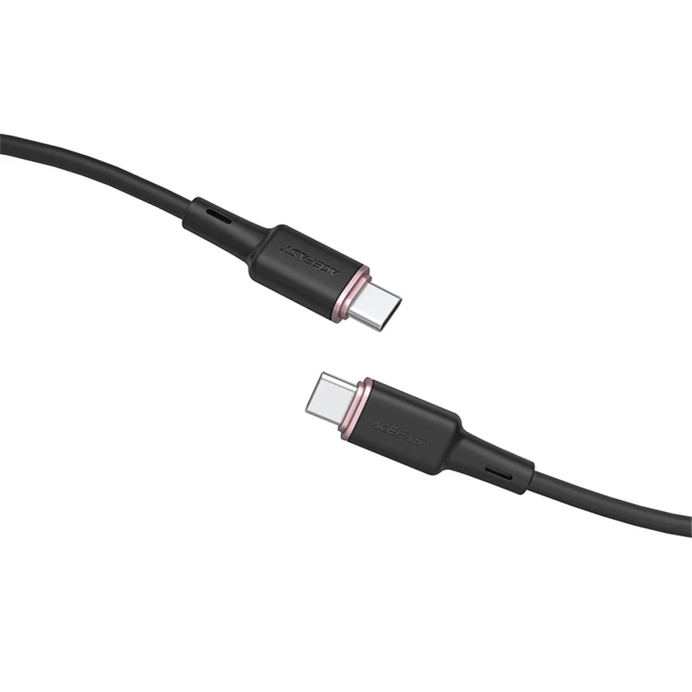 ACEFAST C2-03 for iPhone 15 Series USB-C to USB-C Zinc Alloy Plug Silicone Charging Data Cable 1.2m - Black - 2