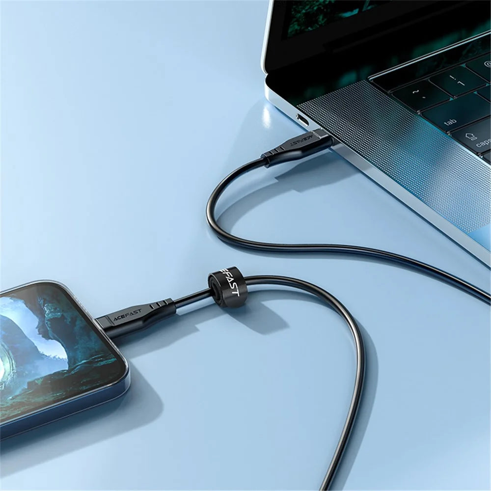 ACEFAST C3-01 MFI Certified USB-C to Lightning TPE Charging Data Cable Support PD30W Fast Charging 1.2m - Black - 3