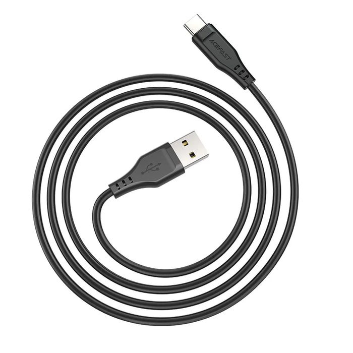 ACEFAST C3-04 for iPhone 15 Series USB-A to USB-C Data Cable 3A Max TPE Charging Cord 1.2m - Black - 3