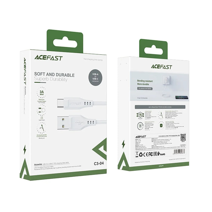 ACEFAST C3-04 for iPhone 15 Series USB-A to USB-C Data Cable 3A Max TPE Charging Cord 1.2m - Black - 7