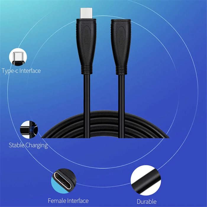 PQ105 1m USB3.1 Type-C Male to Female 10Gbps High Speed Data Cable Gen2 4K Projection Screen PD100W 5A Fast Charging Cable - 3