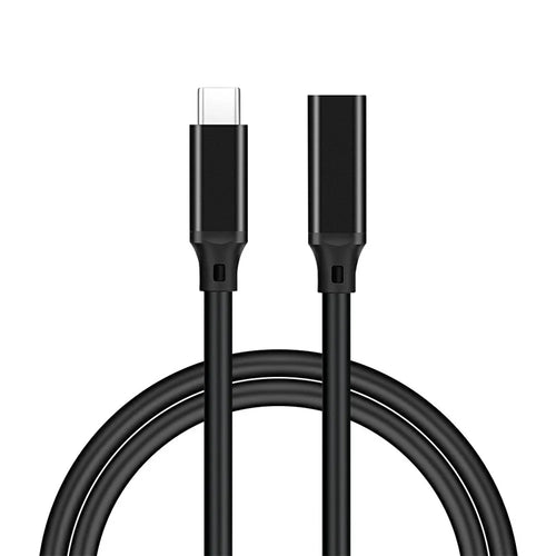 1m PQ106 Type-C Extension Cable Male to Female PD100W 5A 10Gbps Fast Charging Data Cord - Black - 1