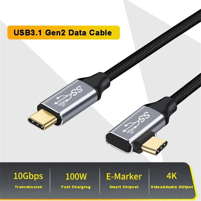 1m 100W PD USB-C QC4.0 4K Cable USB3.1 Gen2 10Gbps Thunderbolt 3 Fast Charging Data Video Transmission Cord for MacBook Air/iPad Pro 2020 - 2