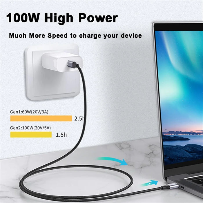 1m 100W PD USB-C QC4.0 4K Cable USB3.1 Gen2 10Gbps Thunderbolt 3 Fast Charging Data Video Transmission Cord for MacBook Air/iPad Pro 2020 - 3