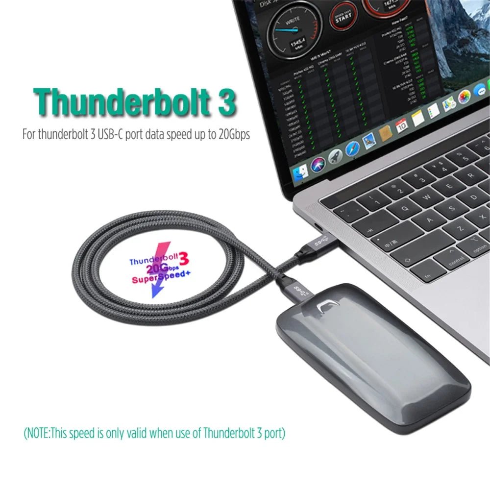2m USB-C Male to USB-C Male PD 100W 5A/20V Fast Charging Cord 4K 20Gbps Audio Video Transmission Cable for Macbook Pro - 6