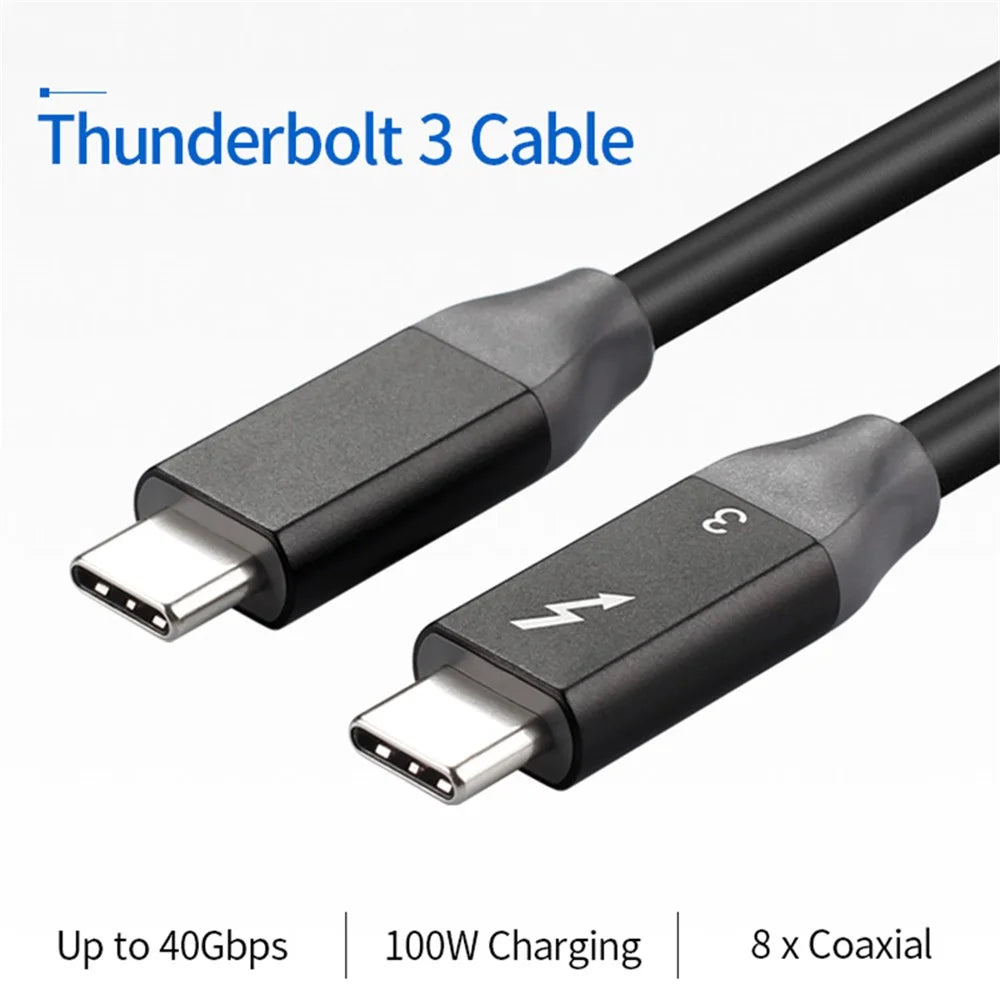 1.2m USB-C to USB-C PD 100W Fast Charging Cable USB3.1 Thunderbolt 3 40Gbps Transmission Cord for MacBook Pro/iPad Pro - 2