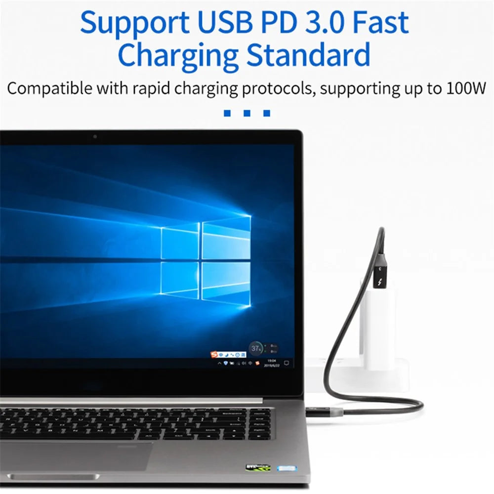 1.2m USB-C to USB-C PD 100W Fast Charging Cable USB3.1 Thunderbolt 3 40Gbps Transmission Cord for MacBook Pro/iPad Pro - 6