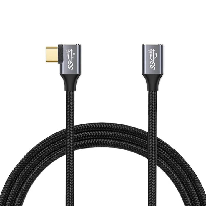 1m Type C Female to C Male Elbow Extension Cable Type C 3.1 Gen2 PD 100W HD Projection Multi-function Cable - 1