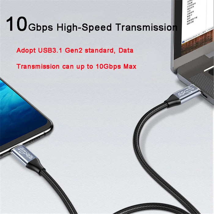 1m Type C Female to C Male Elbow Extension Cable Type C 3.1 Gen2 PD 100W HD Projection Multi-function Cable - 2