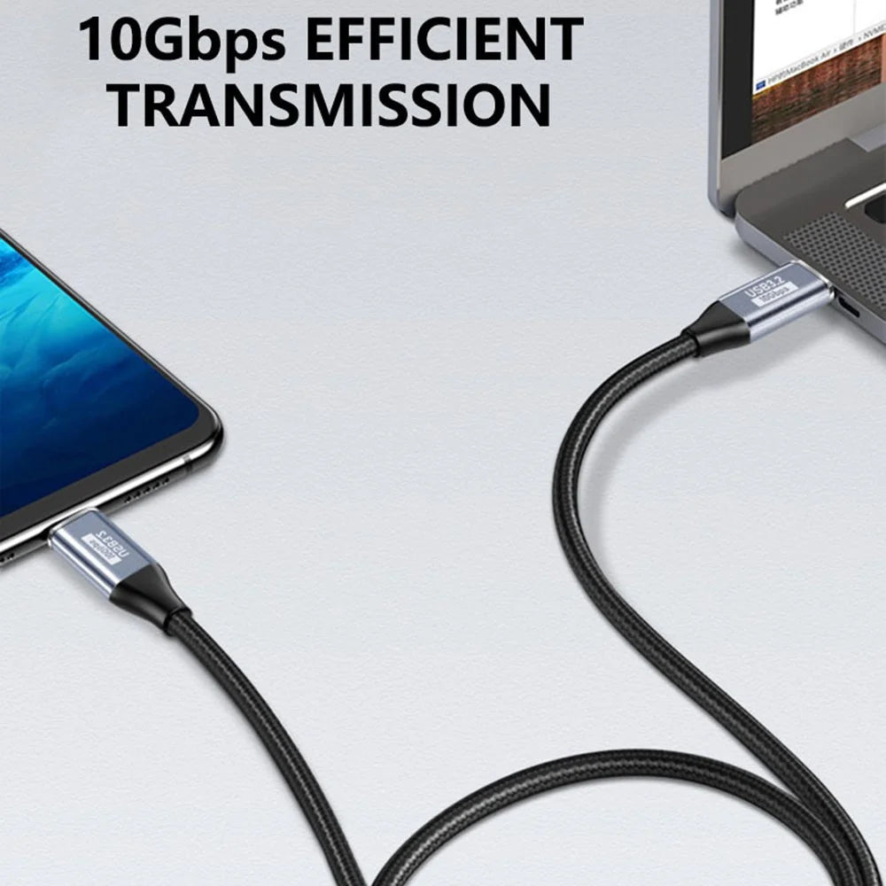 1.5m 100W PD Nylon Braided Type C to Type C Cable USB 3.1 Gen2 10Gbps Full Function USB C Cable (Male to Male) - 2