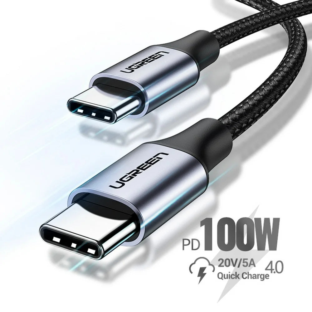 UGREEN 70427 for iPhone 15 Series 100W 4.0 PD USB C to USB C Fast Charging Cable Nylon Braided Type-C Cable for Samsung S20 / MacBook / iPad Pro (1m) - 2