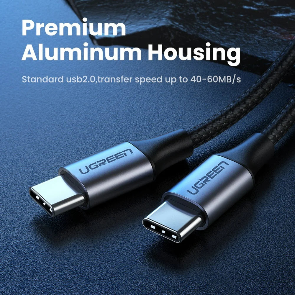 UGREEN 70427 for iPhone 15 Series 100W 4.0 PD USB C to USB C Fast Charging Cable Nylon Braided Type-C Cable for Samsung S20 / MacBook / iPad Pro (1m) - 3