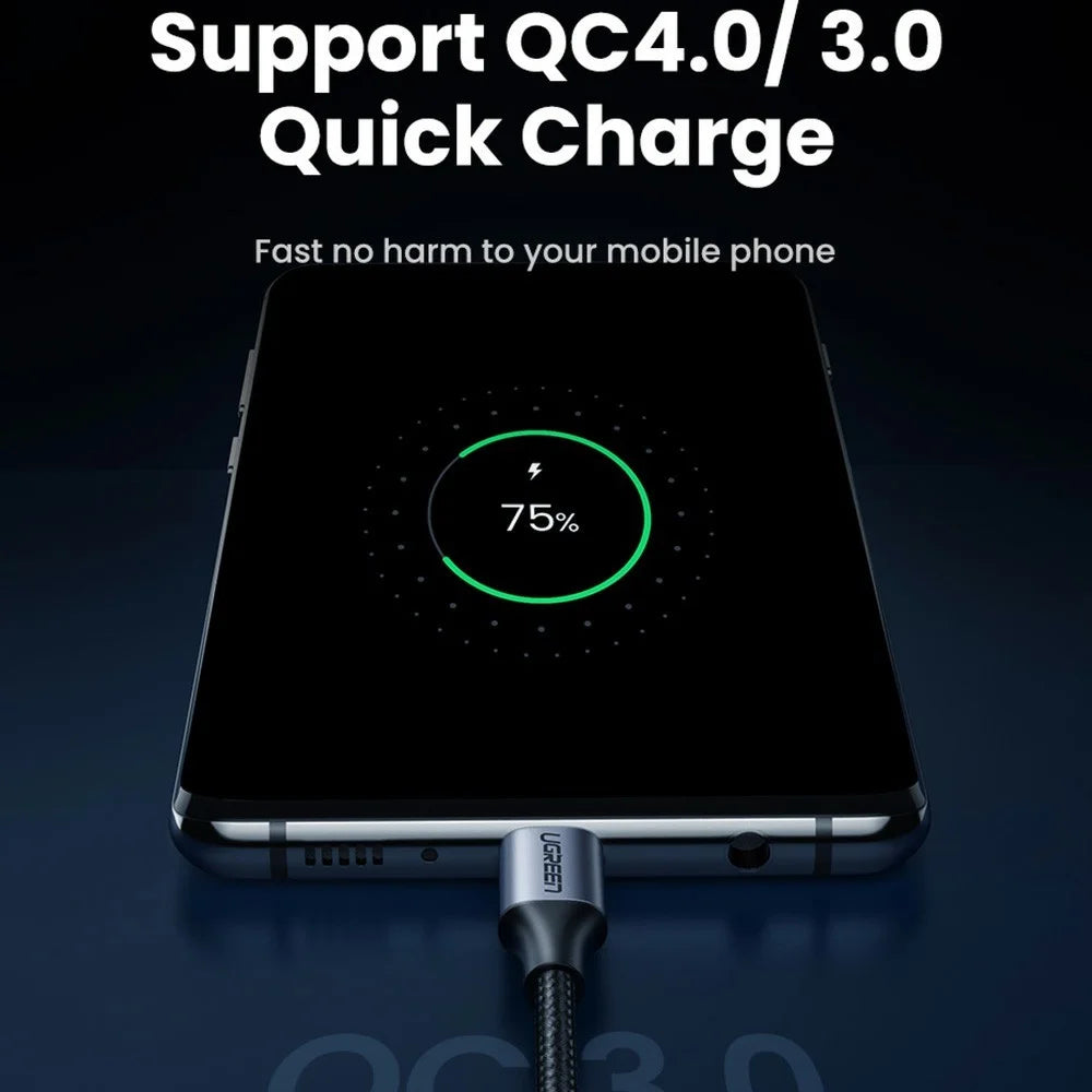 UGREEN 70427 for iPhone 15 Series 100W 4.0 PD USB C to USB C Fast Charging Cable Nylon Braided Type-C Cable for Samsung S20 / MacBook / iPad Pro (1m) - 7