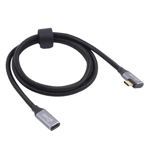 1.5m Nylon Braided Type-C Elbow Male to Type-C Female Extension Cable Data Transfer Cord - 1