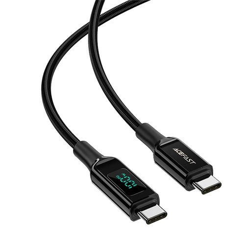 ACEFAST C6-03 for iPhone 15 Series USB-C to USB-C 100W Zinc Alloy Digital Display Charging Cable Braided Data Cord  - Black - 1