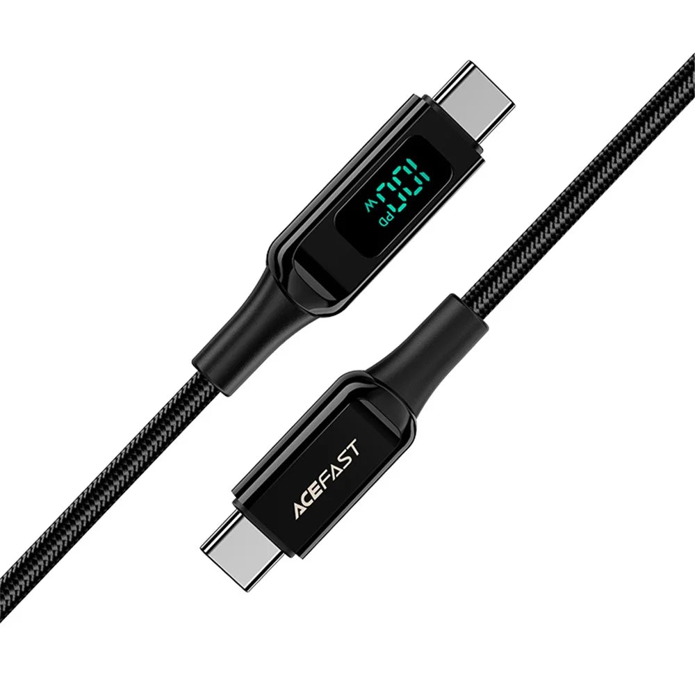 ACEFAST C6-03 for iPhone 15 Series USB-C to USB-C 100W Zinc Alloy Digital Display Charging Cable Braided Data Cord  - Black - 2