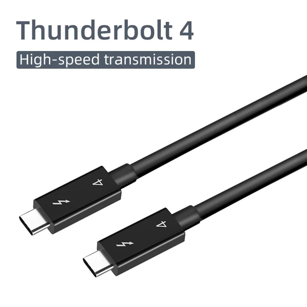 0.8m 100W Fast Charging Thunderbolt 4 Cable 40Gbps Data Transfer Cord Thunderbolt 4 Male to Male Adapter Cable for Thunderbolt 4 Docking Station - Black - 2