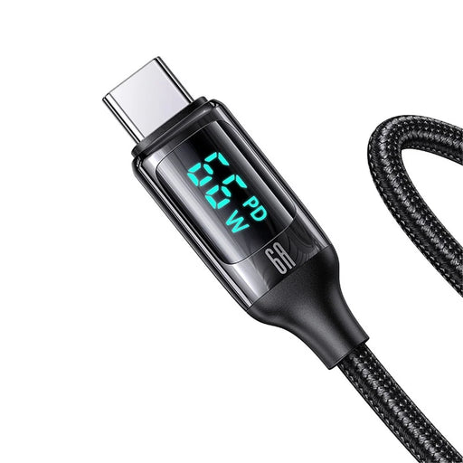 USAMS US-SJ544 U78 1.2m Type-C 6A Digital Display Fast Charging Cable Zinc Alloy Plug Braided Data Cord - White - 2