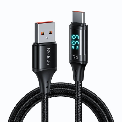 MCDODO MDD CA-1080 for iPhone 15 Series 1.2m Digital Display 6A Type-C Charge Data Cable Cord - Black - 1