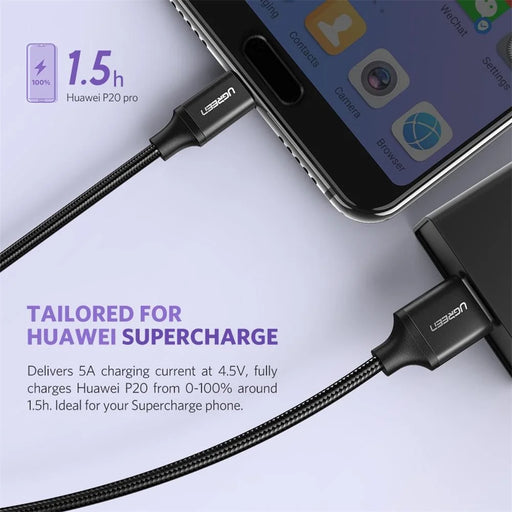 UGREEN 50567 USB C Charging Cable 5A Fast Charging Braided Cord Transmission Data Cord for Huawei SuperCharge - 2
