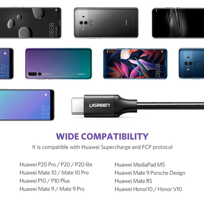 UGREEN 50567 USB C Charging Cable 5A Fast Charging Braided Cord Transmission Data Cord for Huawei SuperCharge - 3