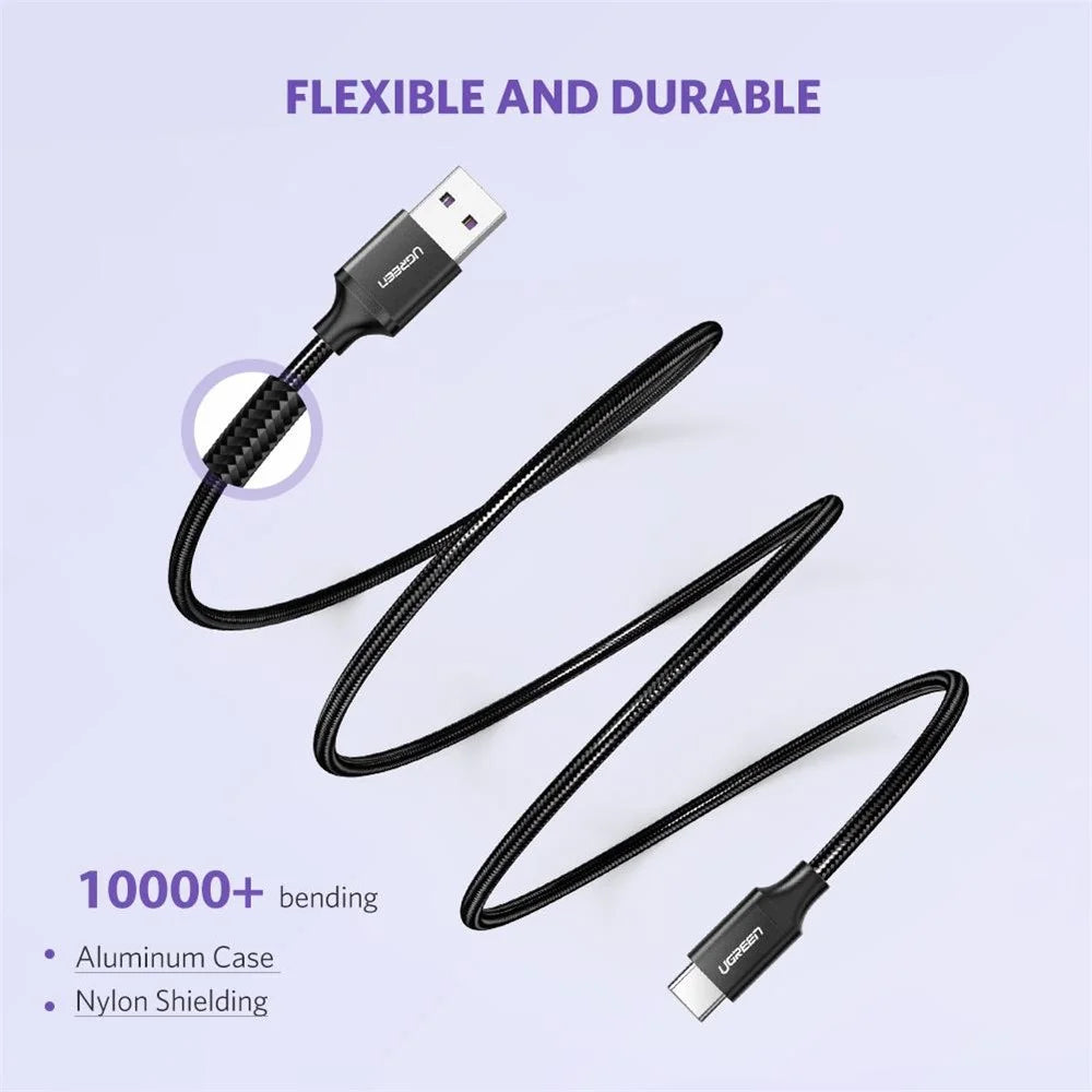 UGREEN 50567 USB C Charging Cable 5A Fast Charging Braided Cord Transmission Data Cord for Huawei SuperCharge - 7