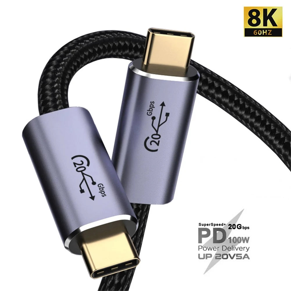 0.5m PD 100W USB-C 3.2 Gen2 Data Cable 8K/60Hz 20Gbps High Speed Video Date Transmission Fast Charging Cord - 2