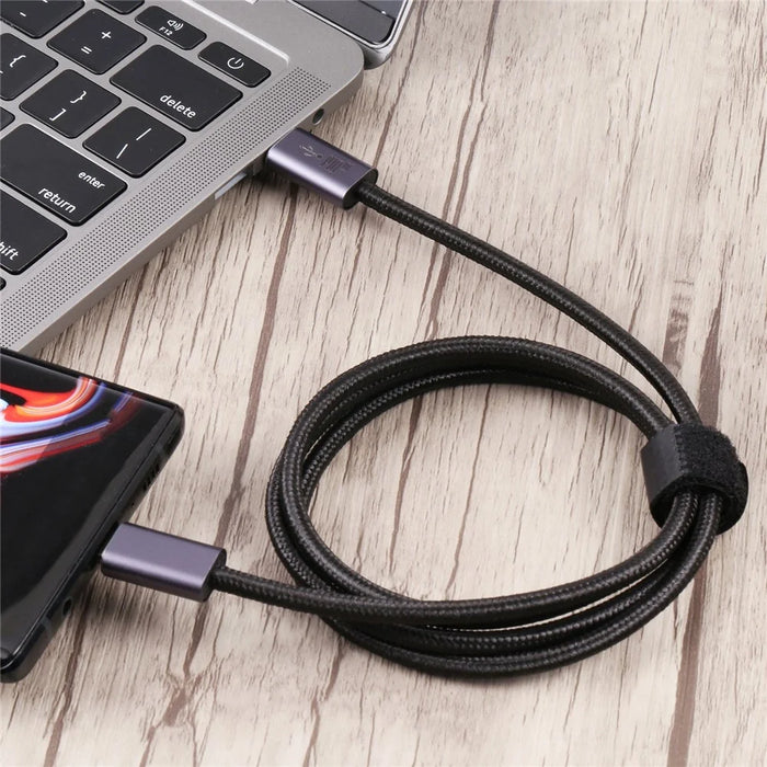 140W 2m Type-C Male to Type-C Male Braided Data Cable USB 2.0 Transfer Speed Connector Compatible with Type-C Port Devices - 3