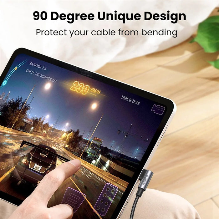 UGREEN 1m USB C to Type C 90 Degree Right Angle Data Cable 100W PD Fast Charge for Laptop/Smartphone/Tablet - 2