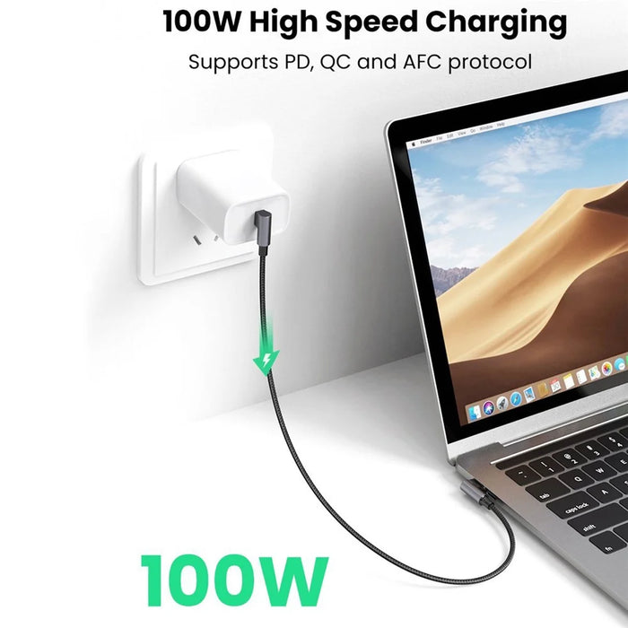 UGREEN 1m USB C to Type C 90 Degree Right Angle Data Cable 100W PD Fast Charge for Laptop/Smartphone/Tablet - 3