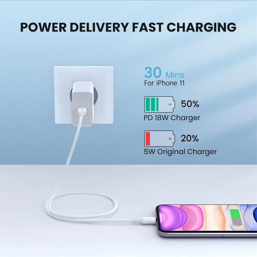UGREEN 1m for iPhone/iPad/iPod MFI Certified Type-C to Lightning 3A PD Fast Charging Wire 480Mbps High Speed Data Cable - 2