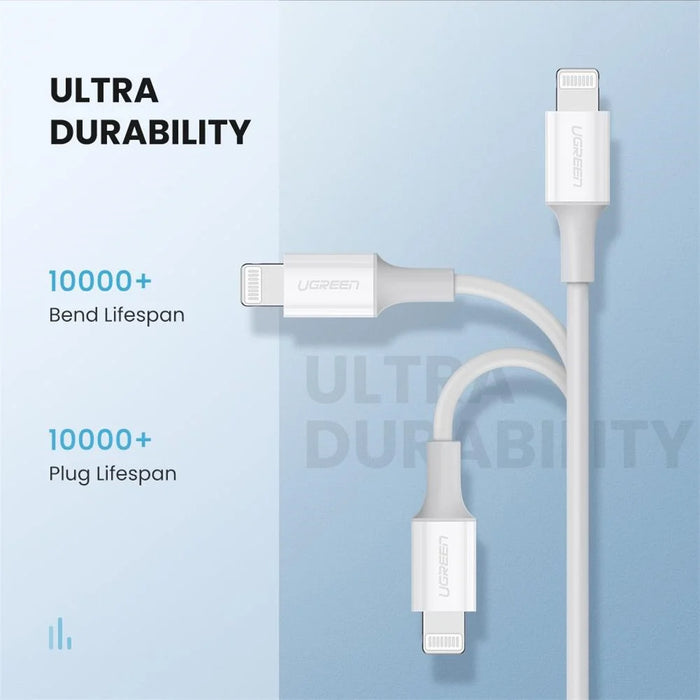 UGREEN 1m for iPhone/iPad/iPod MFI Certified Type-C to Lightning 3A PD Fast Charging Wire 480Mbps High Speed Data Cable - 5
