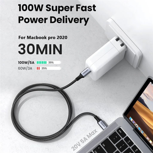 UGREEN 1.5m for MacBook/Huawei MateBook/Google Chromebook Pixel Type C to Type C Cord PD 100W Fast Charging 480Mbps Data Cable - 2