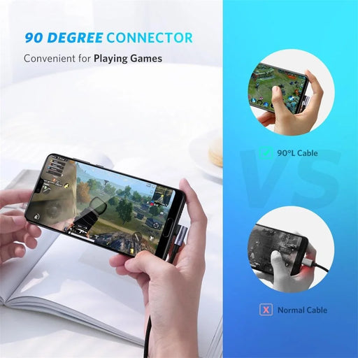 UGREEN 2m PD 60W USB C to C L-shaped Fast Charge Cable Support 480Mbps Data Syncing - 2