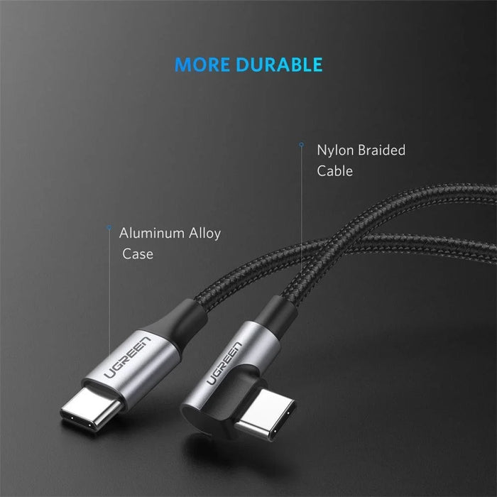 UGREEN 2m PD 60W USB C to C L-shaped Fast Charge Cable Support 480Mbps Data Syncing - 6