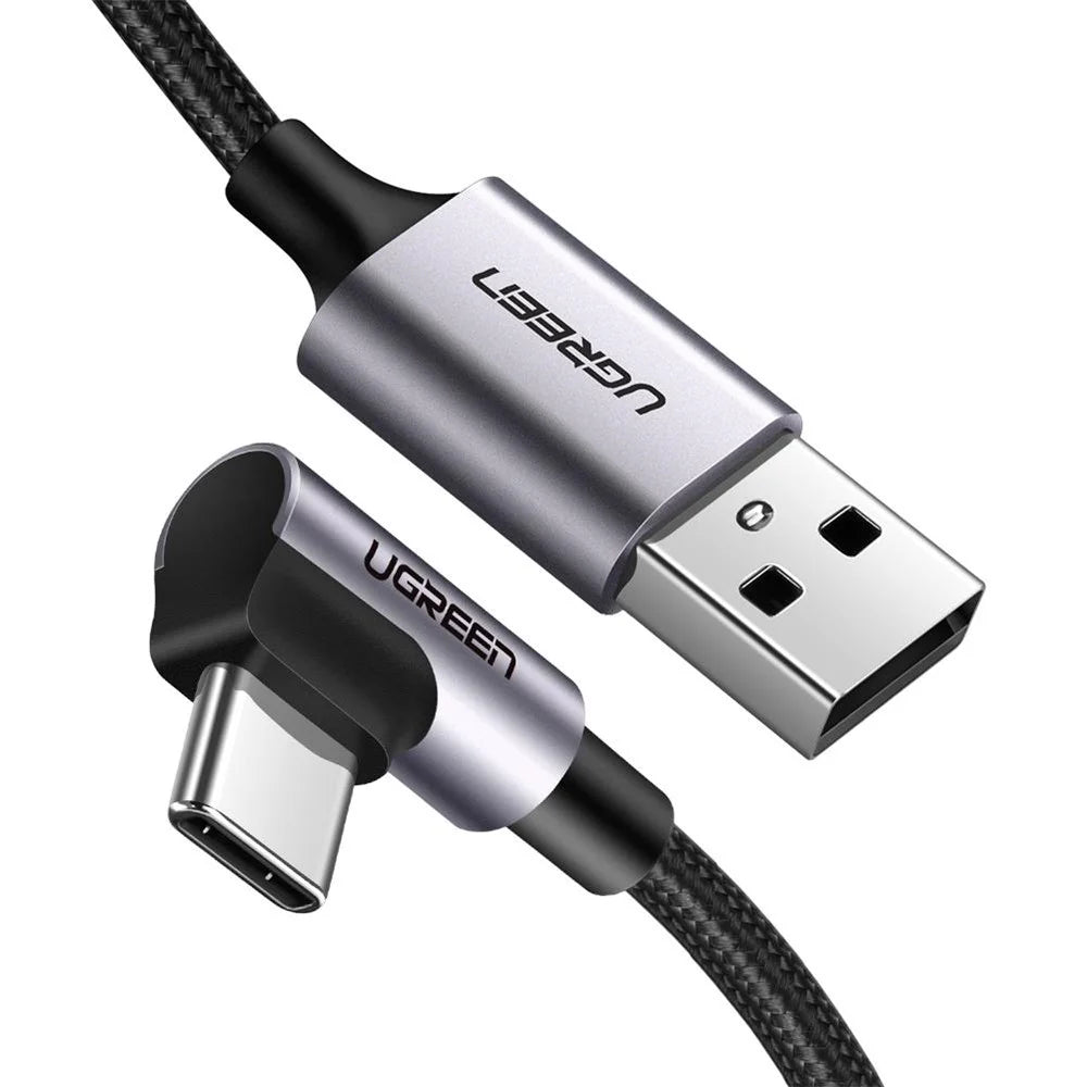 UGREEN 60782 1.5m Fast Charging 18W Right Angle Design Durable Nylon Braided USB 2.0 to Type-C Charging Cable - 1