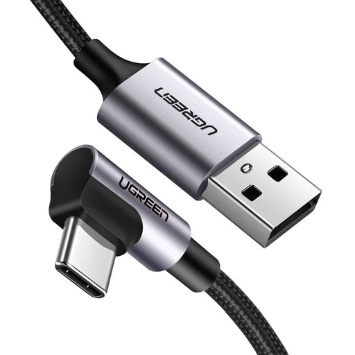 UGREEN 70255 3m Braided Extra Long Length Elbow Design USB 2.0 to Type-C Aluminum 18W Fast Charging Cable - 1