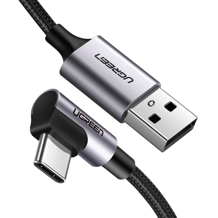 UGREEN 70255 3m Braided Extra Long Length Elbow Design USB 2.0 to Type-C Aluminum 18W Fast Charging Cable - 1