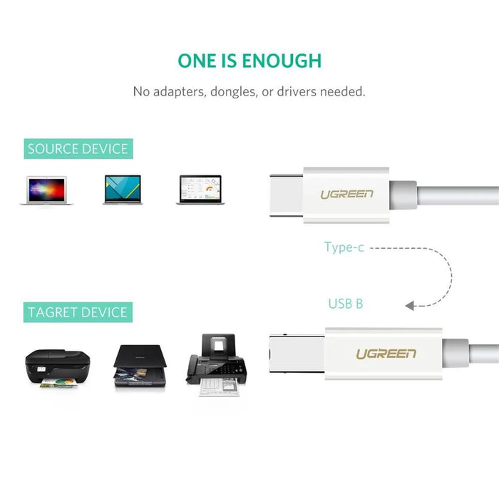 UGREEN 1.5m for Epson/MacBook Pro/HP/Canon/Brother/Samsung Printer USB C to USB B 2.0 Printer Cable Printer Scanner Cord - 2