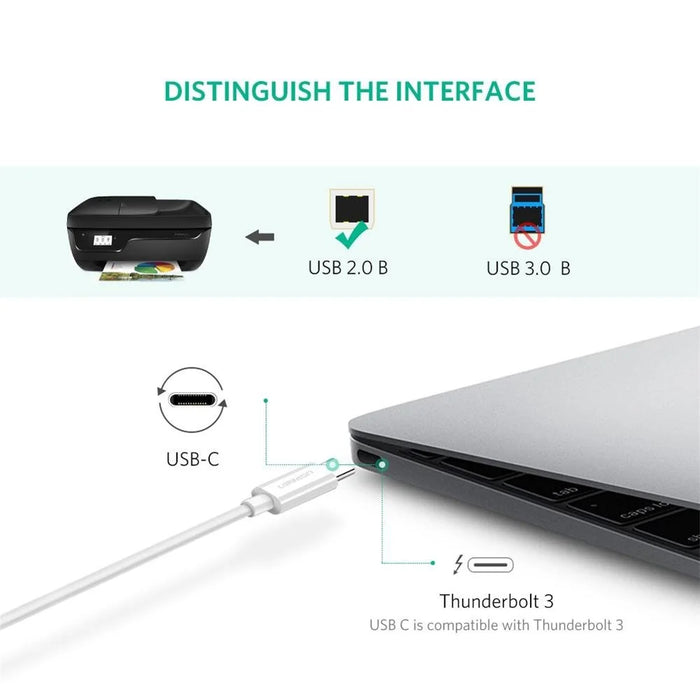 UGREEN 1.5m for Epson/MacBook Pro/HP/Canon/Brother/Samsung Printer USB C to USB B 2.0 Printer Cable Printer Scanner Cord - 4