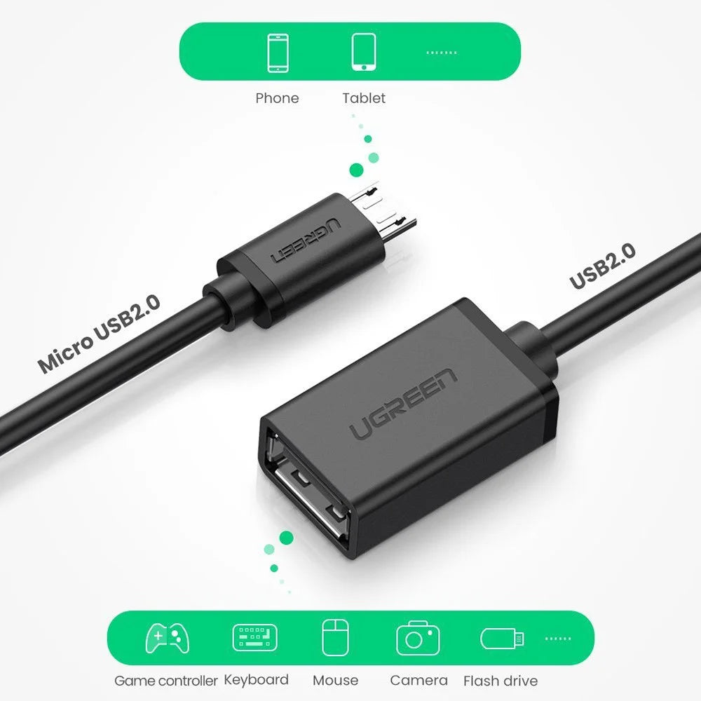UGREEN Micro USB OTG Cable Adapter for Xiaomi Redmi Note 5 Samsung S6 Tablet Micro USB Connector Android USB 2.0 OTG Adapter - 5