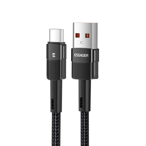 ESSAGER 0.5m Charging Cable USB to Type C 66W Fast Charging 480Mbps Transmission Cord - Black - 1