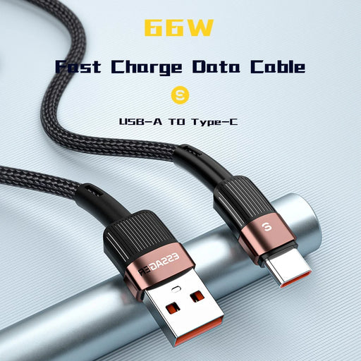 ESSAGER 1m 6A Fast Charging USB to Type C Charge Cord 480Mbps Transmission Cable - Blue - 2