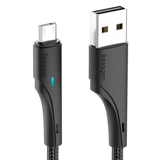 ESSAGER 3m Super Long USB to Micro USB Cell Phone Cable 2.4A Fast Charging 480Mbps Transmission Cord - Black - 1
